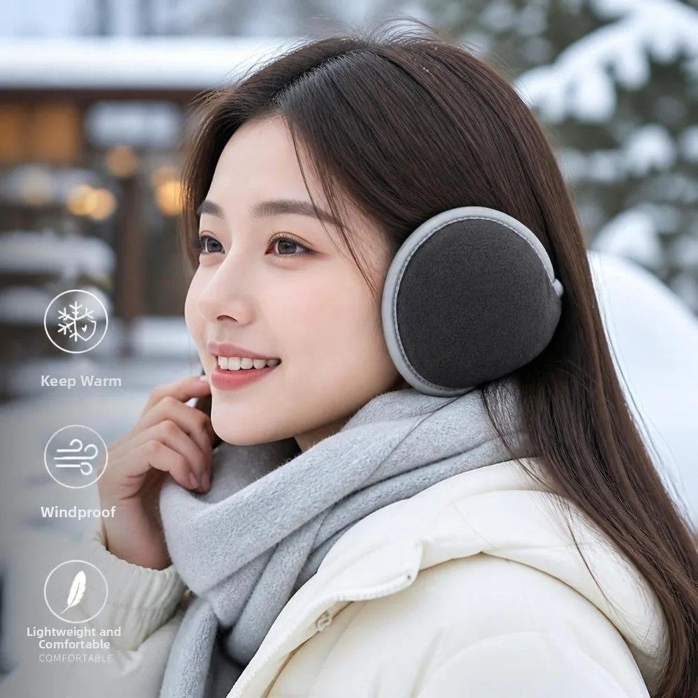 Portable Reflective Winter Foldable Earmuffs Soft Ear Cover Solid Color Thickened Ear Warmers Unisex