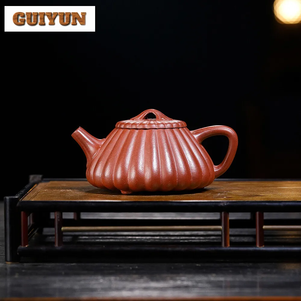 230ml Yixing Purple Clay Teapots Handmade Raw Ore Mud Stone Spoon Pot  Antique Tea Pot Beauty Kettle Chinese Zisha Tea Set Gifts