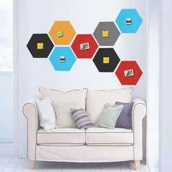 Hexagonal Feltro Boletim parede para a decoração Home, Mensagem Display Board, auto-adesivo Memo, fotos, cores sortidas, 6pcs