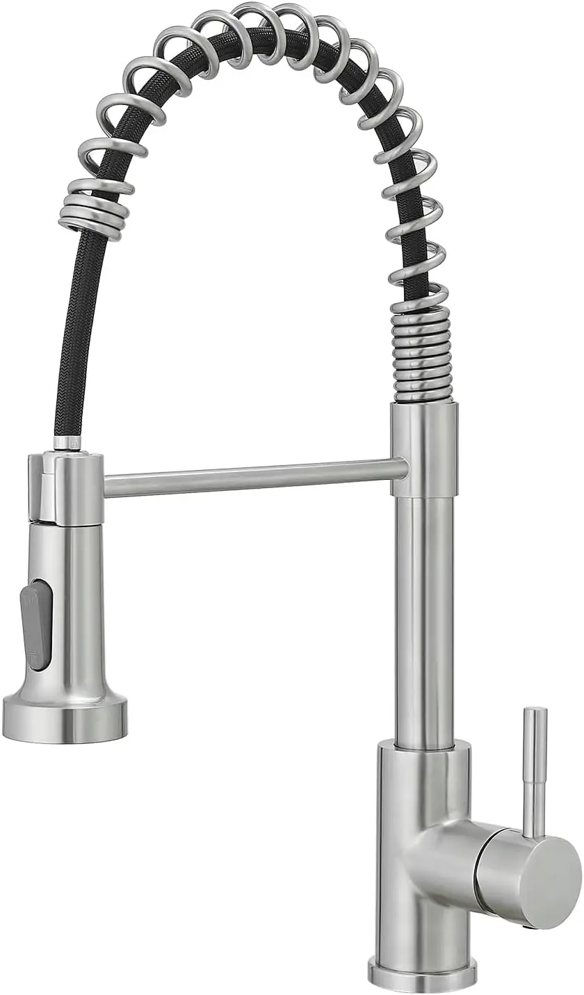 

Stainless Steel Pull Down Sprayer Kitchen Faucet, Single Handle Brushed Nickel for Sink, RV Outdoor Use