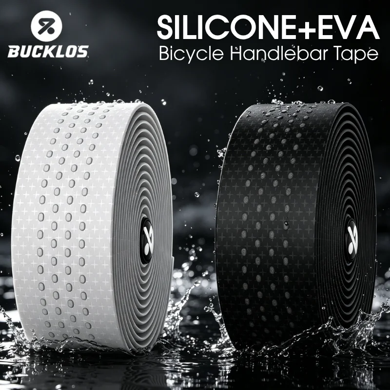 

BUCKLOS Bicycle Handlebar Tape Road Bike Handlebar Cover Non-Slip Shock Absorbing Belt Ultralight Silicone+EVA Cycling Strap