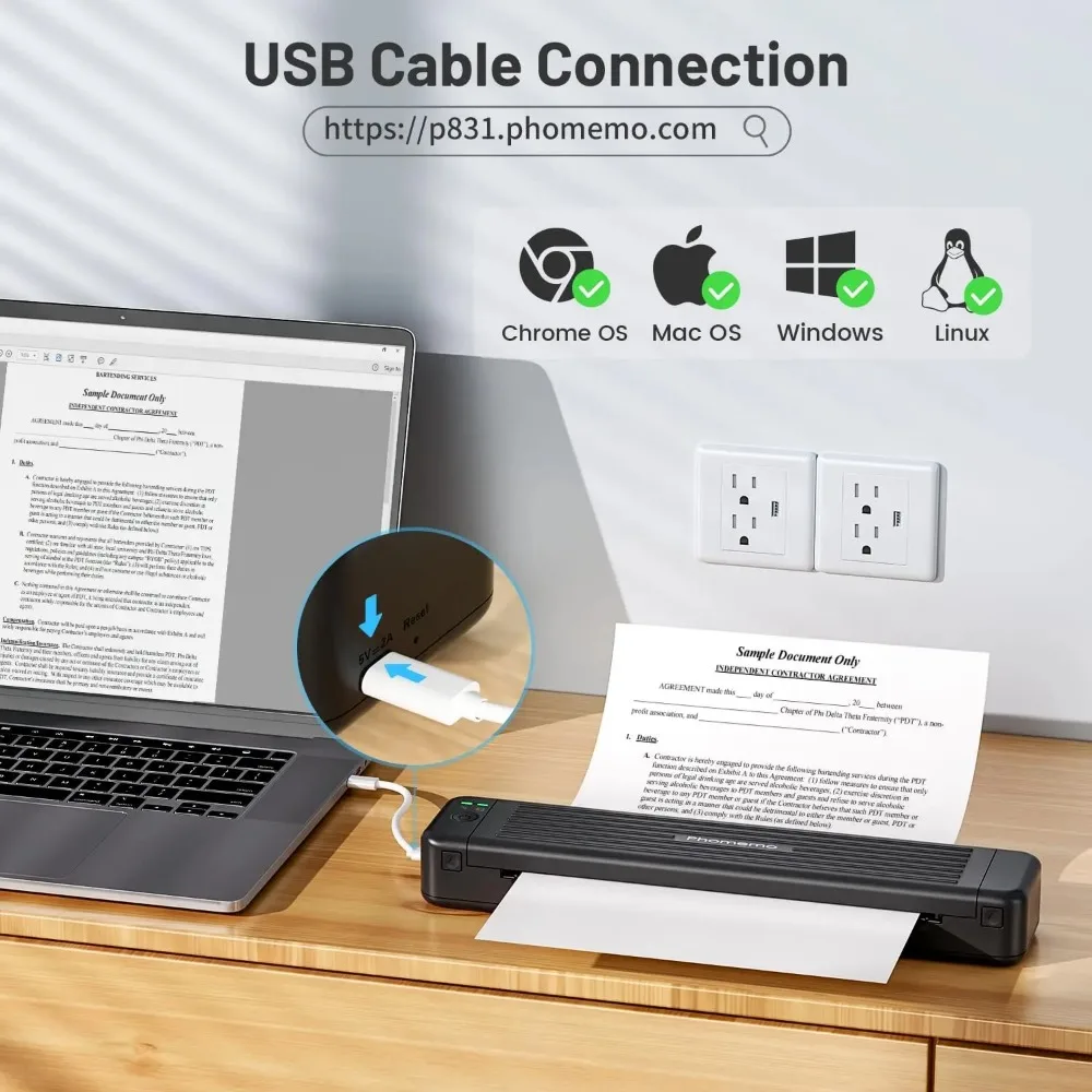 Imagem -05 - Impressora Portátil Bluetooth Impressora de Papel a4 Suporte de Papel de Cópia Regular sem Tinta Impressora de Transferência Térmica sem Fio Phomemo-p831