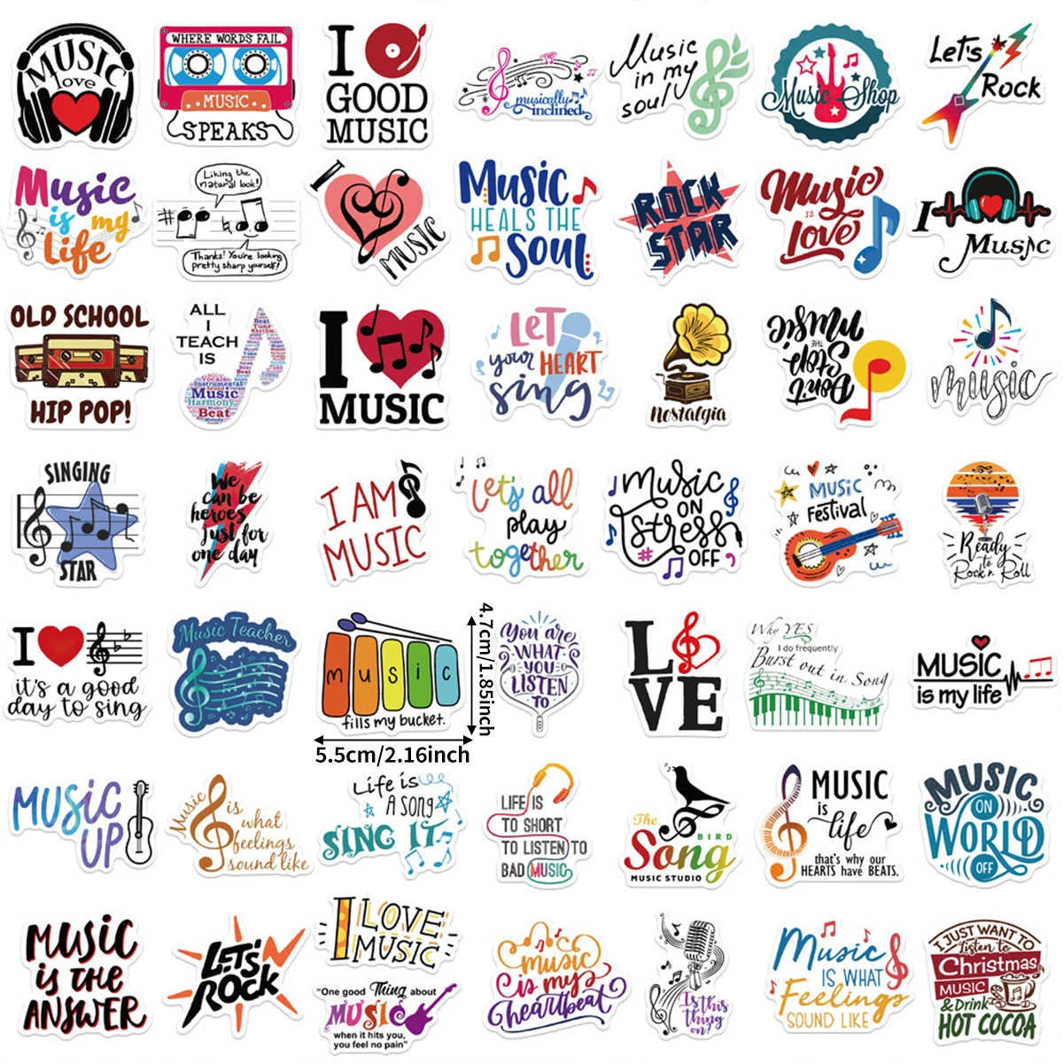 50 Music-Themed Stickers, Amer - Musical Instrument Quotes recension och pris