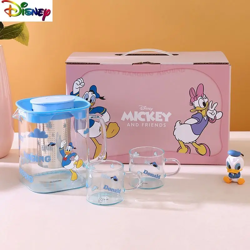 

Disney Glass Teapot Office Light Luxury Cartoon Mickey Separation Heat Resistant Household Large Capacity Flower Tea Pot