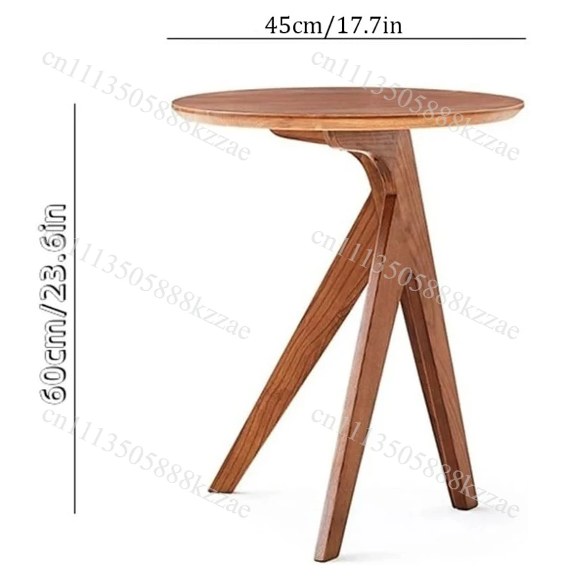 Solid Wood Round Side Table, Small Coffee Table with Wide Top, Smooth Finish and Tri-Leg Design, Sofa End Table for Living Room,