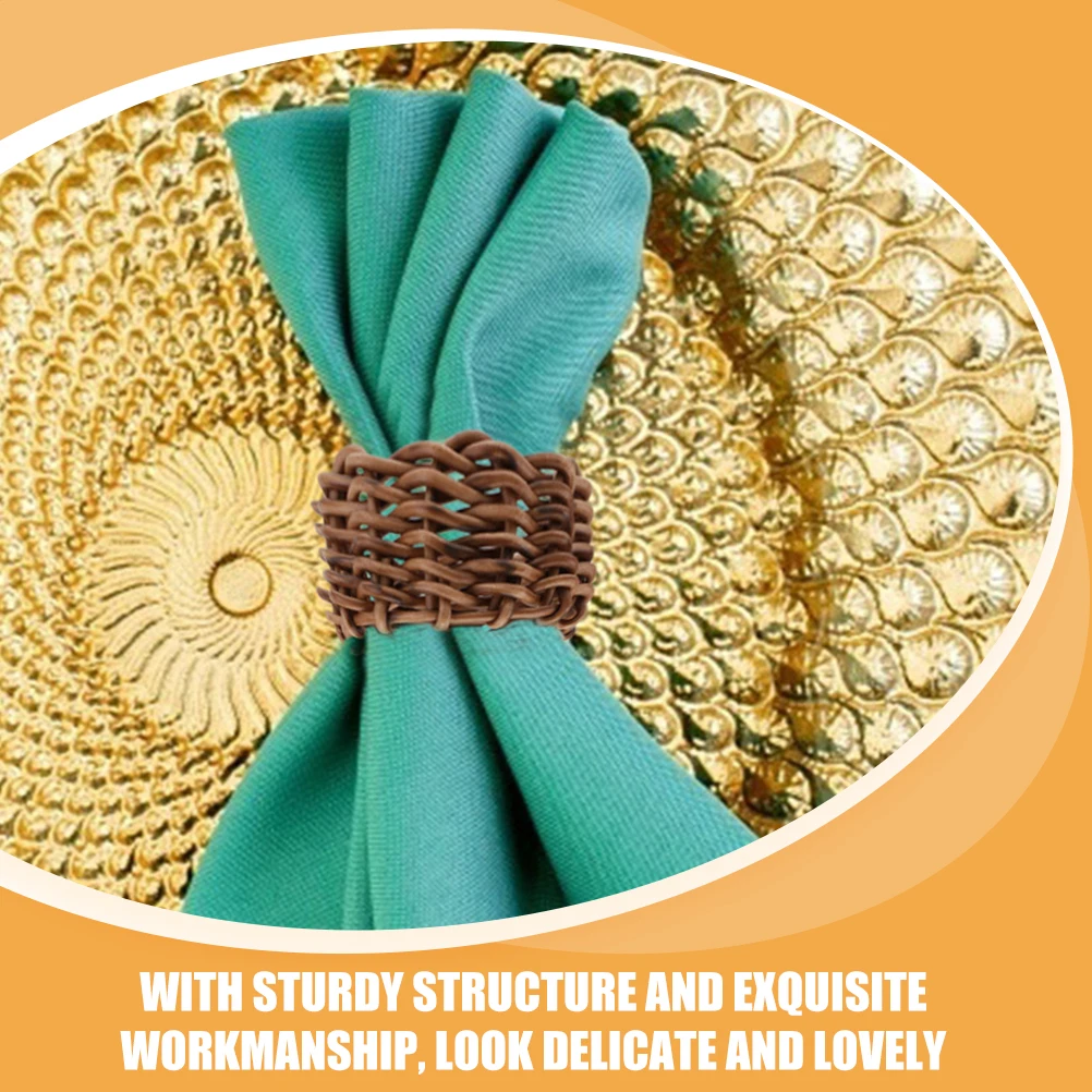 

2Pcs Straw Dining Table Decor Woven Napkin Ring Rattan Wedding Serviette Ring Napkin Holders Holder Vintage Home
