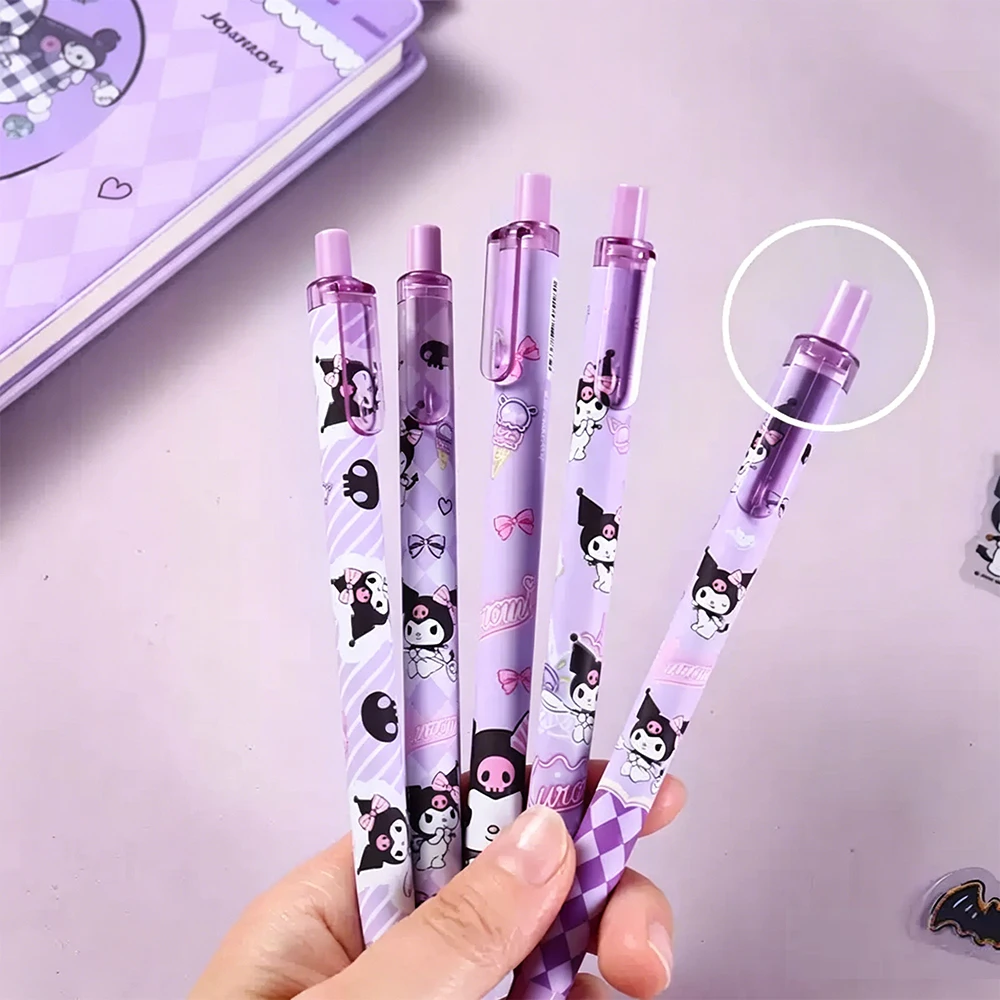 

Genuine 5Pcs Sanrio 0.5mm Gel Pens Kawaii Kuromi Speed Drying Click Ballpoint Pen Students Stationery Office Supplies Girls Gift