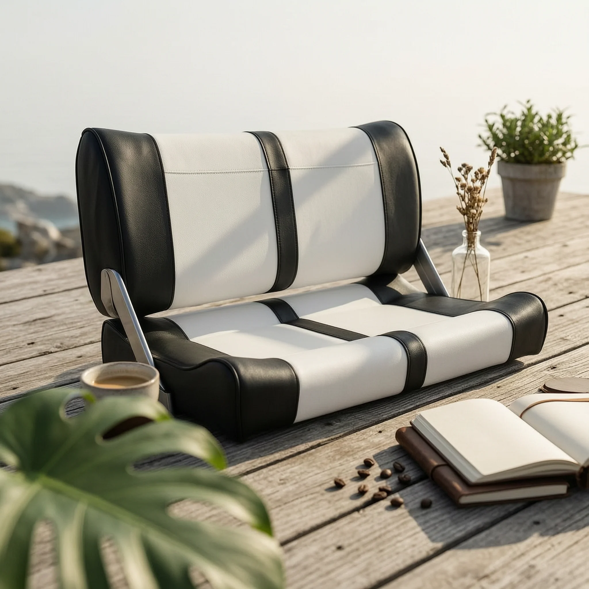 Boat Skipper Chair Contoured Boat Seat with High Backrest Helm Seat Ergonomic Heavy-Duty for Anglers, Yachts, Speedboats