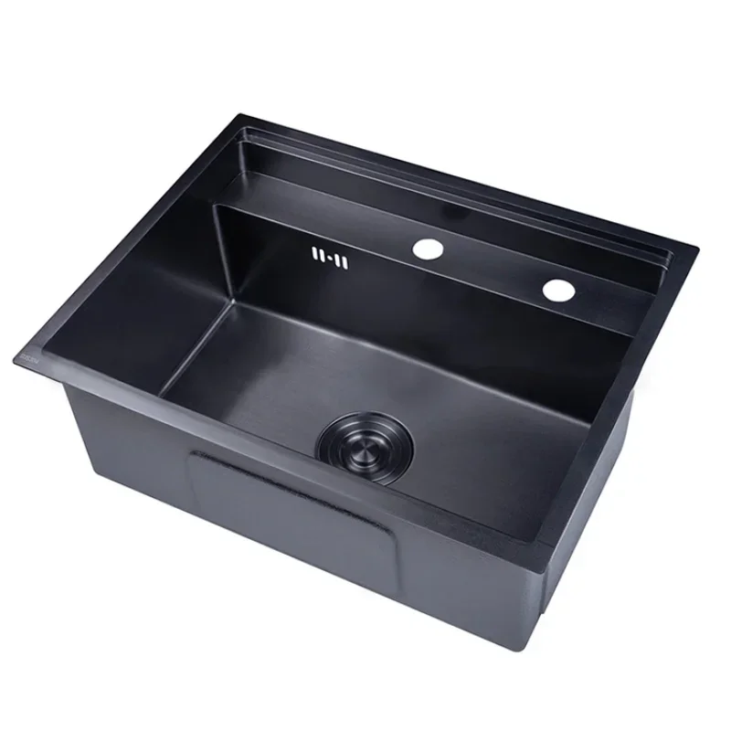 

304 stainless steel hidden handmade single-slot bar counter embedded in the kitchen black sink with faucet