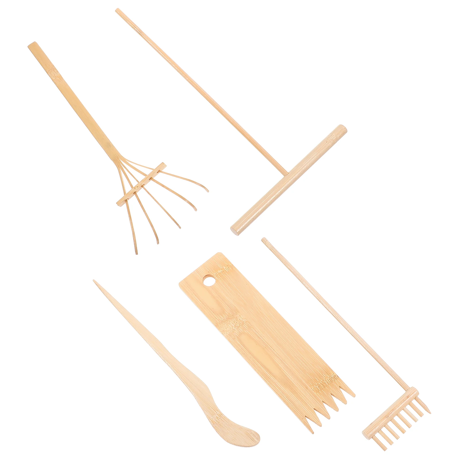 

5 Pcs Bamboo Rake Sand Painting Zen Garden Tools Mini Decorations Compact Design Easy Storage Carry Relaxation