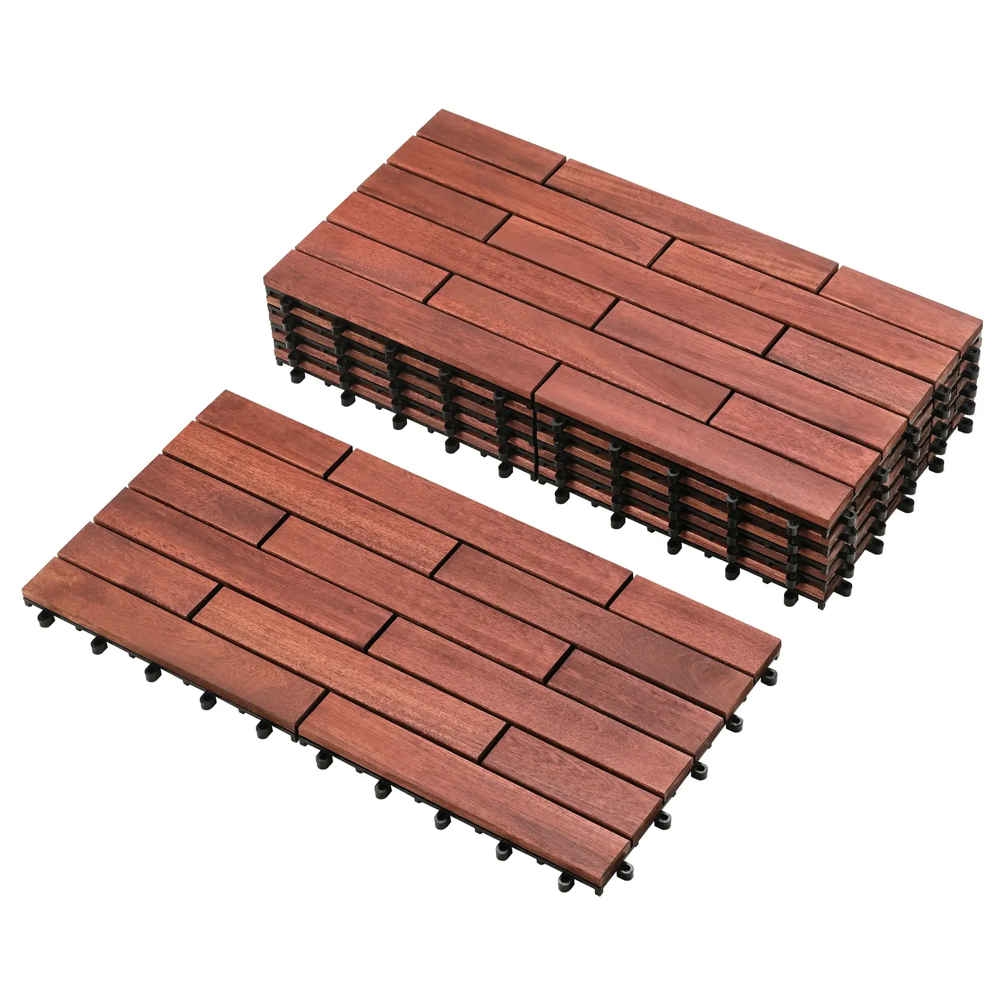 

6 PCS Deck Tiles Outdoor Waterproof Flooring Tiles , All Weather Use, Brown- 24"L x 12"W