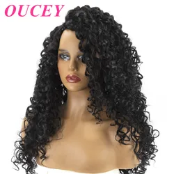 OUCEY-pelucas sintéticas largas y rizadas para mujeres negras, cabello Natural de alta temperatura, Cosplay femenino