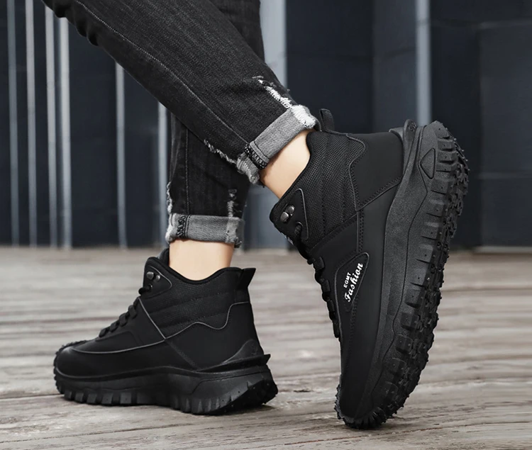 Herren-Outdoor-Wanderschuhe mit Farbblockdesign, bequemem Futter, flexibler, rutschfester, gezahnter Außensohle, hervorragendem Halt, geeignet für Outdoor-Wanderungen, Freizeitaktivitäten, Bergsteigen und Camping. – Detail 18