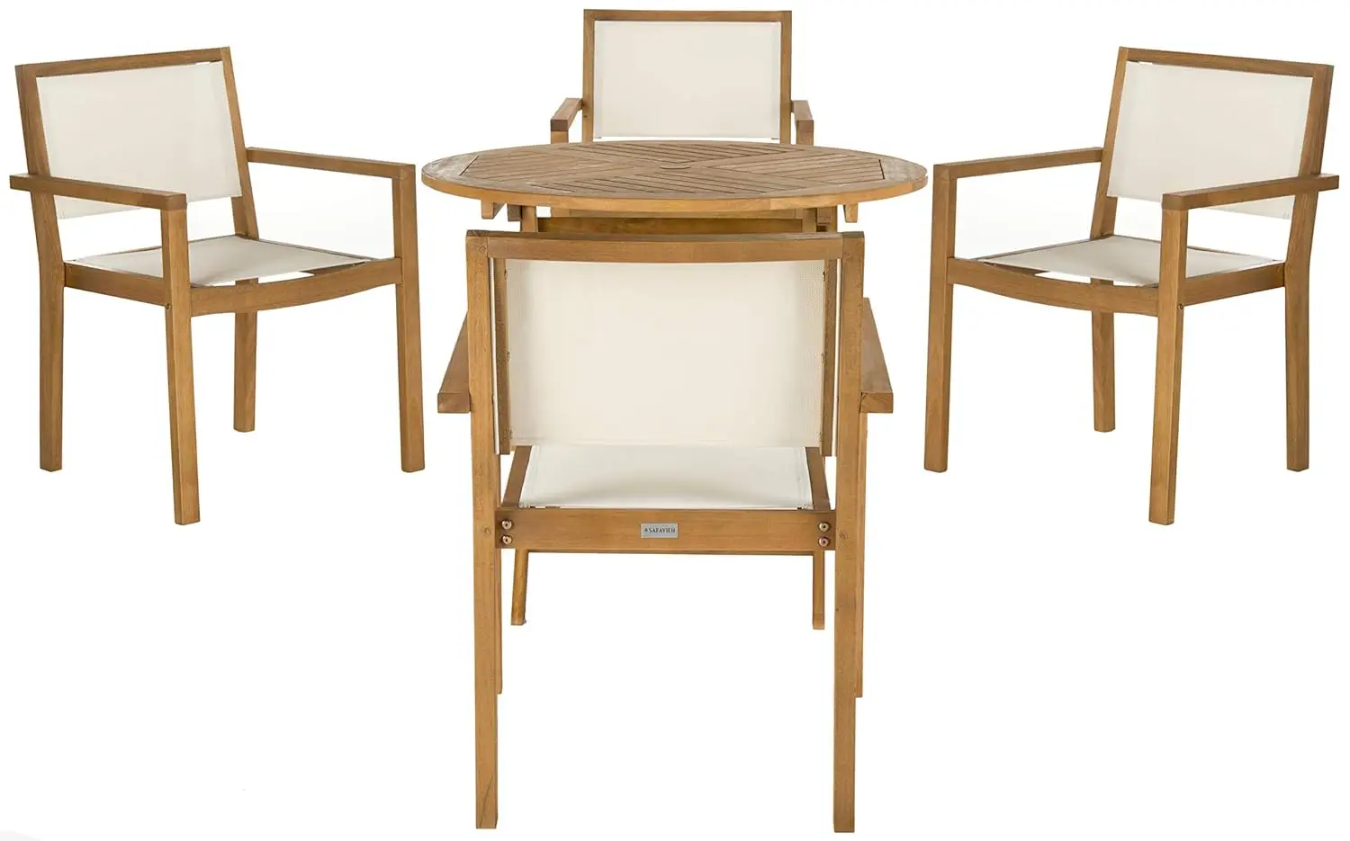 

Teak 35.4in Round 5 Piece Outdoor Dining Set, Customized