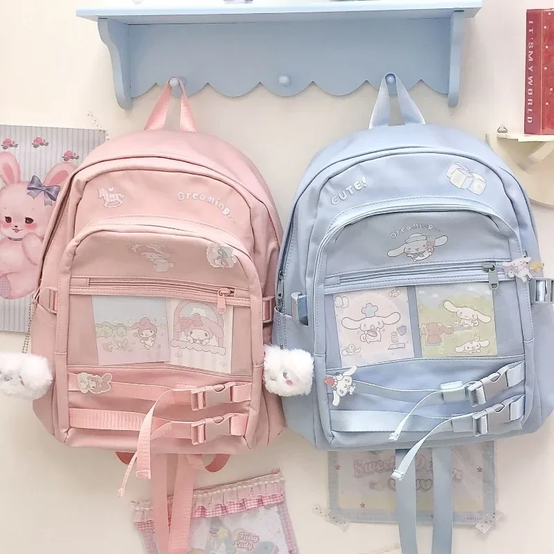 MBTI Sweet Cinnamoroll Womens Backpack Cute Original Blue Youth School Backpacks Japanese Style Fashion Female Aesthetic Bags