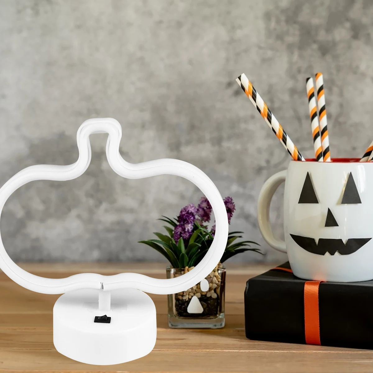 

Pumpkin Design Neon Night Light For Neon Light Sign Halloween Home Decoration Bedside Table Lamp Warm Atmosphere Durable