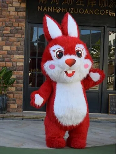 2m/2.6m Inflatable Rabbit Mascot Costume Parade Quality Birthday for Adult Animal Halloween Party No Battery