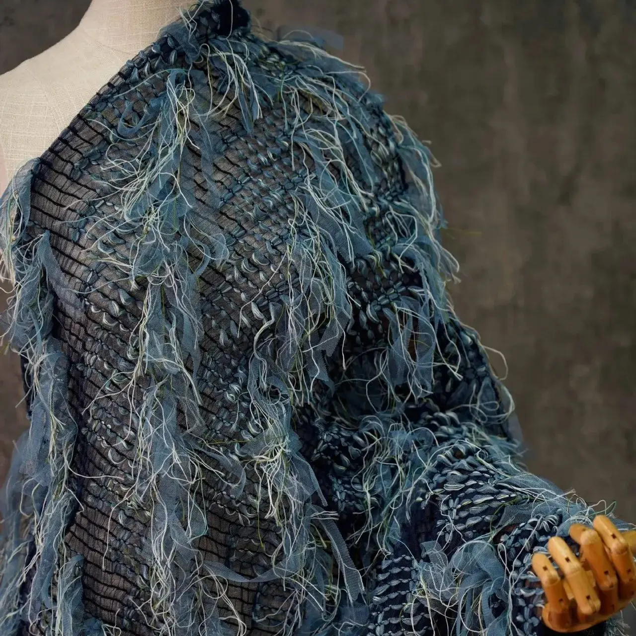 

Abstract style tassel woven embroidery fabric three-dimensional texture DIY dress clothing home decoration designer fabric