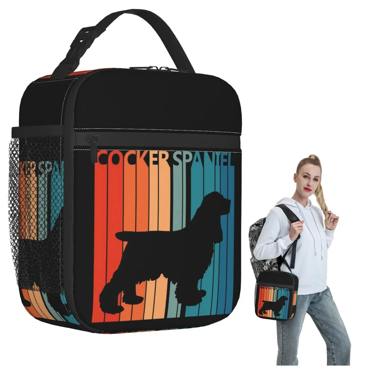 Vintage Cocker Spaniel Owner Gift Insulated Lunch Bag for Women Children Portable Food Boxes Thermal Lunch Box Tote