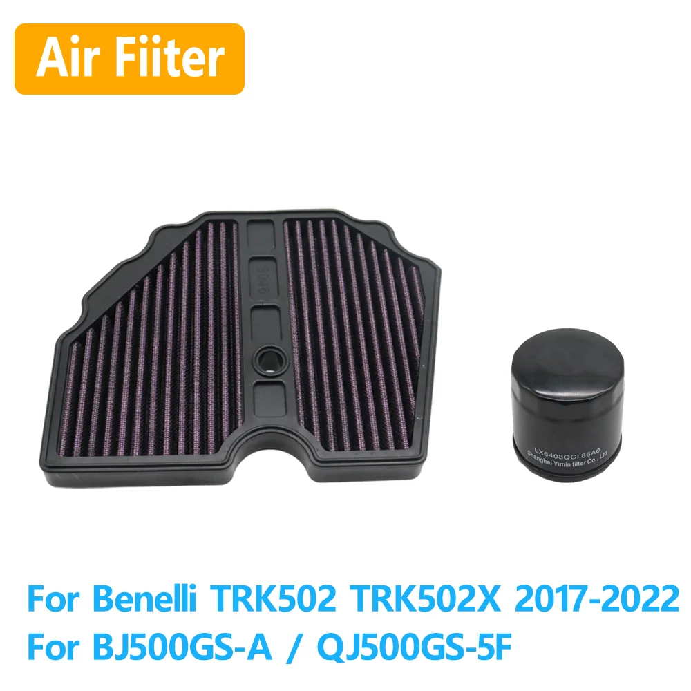 For Benelli TRK502 TRK502X BJ500GS-A QJ500GS-5F Motorcycle Oil Filter Replacement Engine Air Intake Filter Cleaner