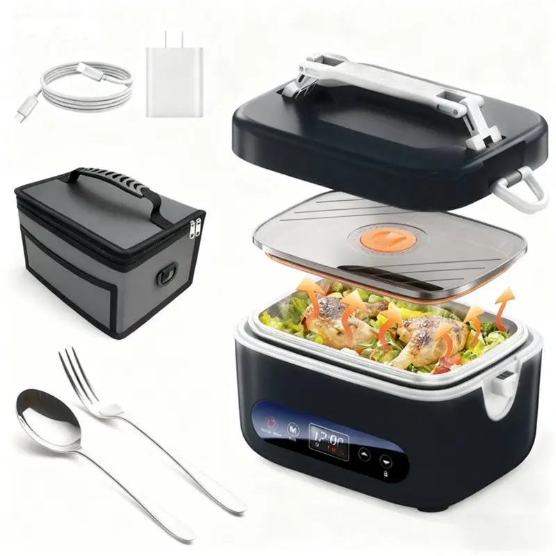 

B51CNEW! Self-Heating Electric Lunch Box Cordless For Adults, For Construction,Driver, Travel Food Warmer US Plug