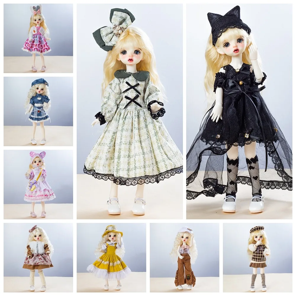 Set gaun boneka 30cm modis, pakaian boneka Bjd 1/6, aksesori seragam gaun putri Lolita, hadiah ulang tahun anak perempuan