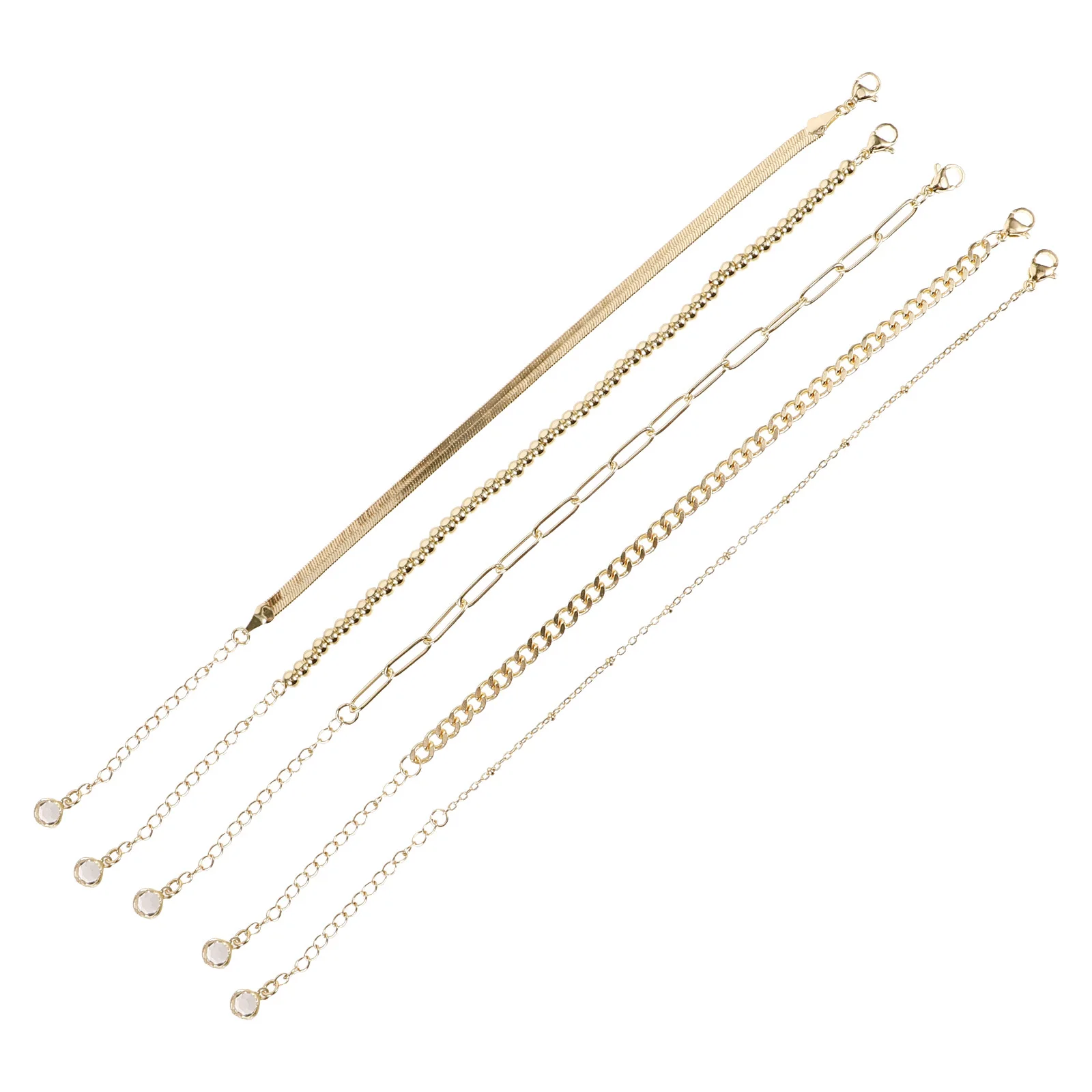 

5pcs Bracelet Set For Women Adjustable Titanium Steel Layered Charm Bracelets Fashion Jewelry Gift Golden Accessories