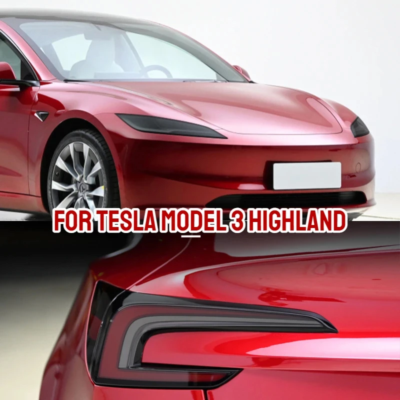 

For Tesla Model 3+ Highland 2024 Car Lamp Blackening Protective Film High Light Transmittance High Quality TPU Cool Anti-scratch