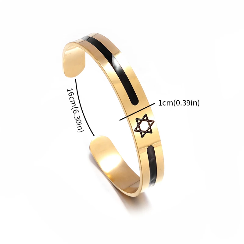 Stainless Steel Star of David Men\\\\\'s Bracelet Women\\\\\'s Fashion Adjustable Bracelet Hip Hop Rock Jewish Jewelry Gift