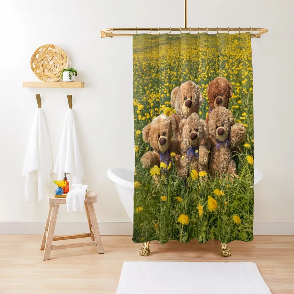 Traveling teddy with dandelions Shower Curtain Bathroom Accessories For Bathroom Curtain