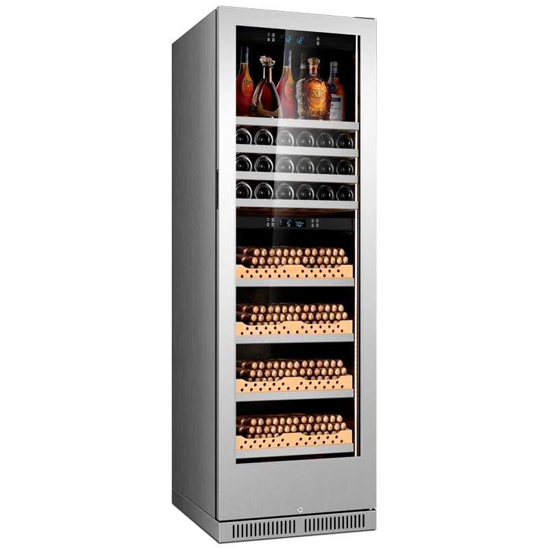 304 Stainless Steel Electronic Cigar Humidor Humidity Controlled Cigar Cabinet With Spanish Cedar