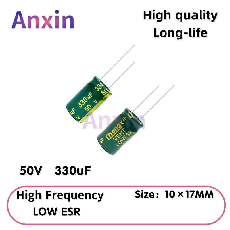 

20PCS 50V330uF Aluminum Capacitor, High Frequency Low ESR 105°C Radial for Power Supply Long-life 10×17MM