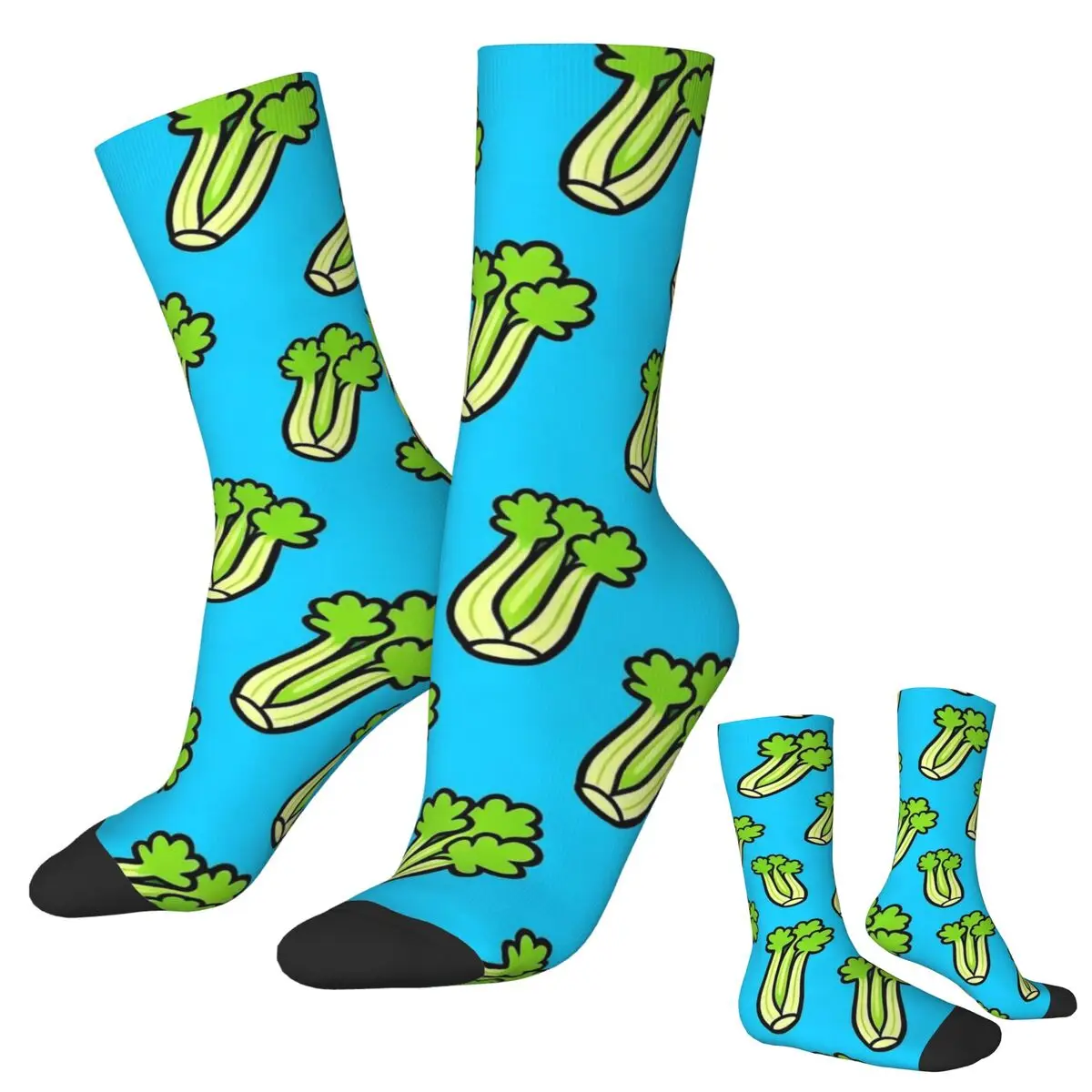 All Seasons Crew Stockings Cartoon Celery Design Socks Harajuku Long Socks for Men Women Valentine's Day Gifts