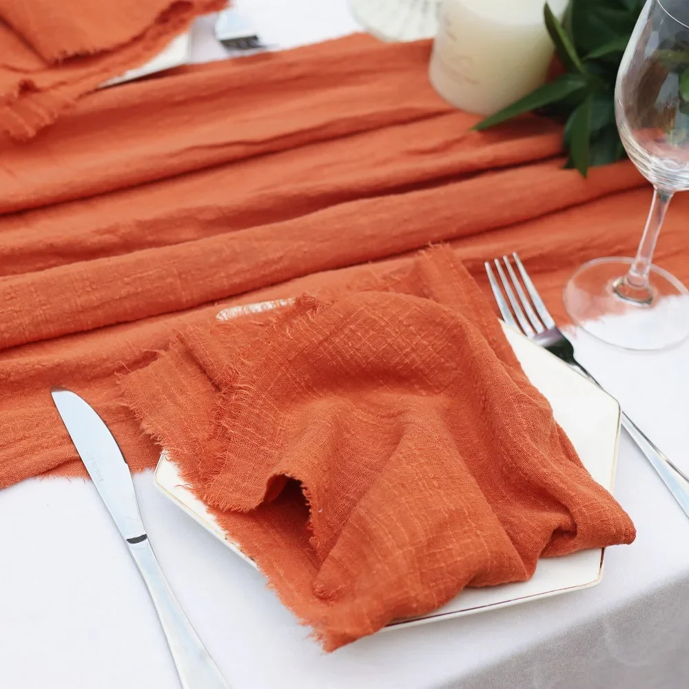 Wholesale Washable 10 Pcs/lot Wedding 40cm*40cm Dusty Pink Green Ivory 100% Cotton Cheesecloth Gauze Table Napkin Linen Napkins