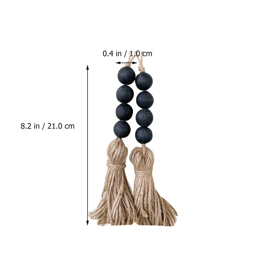 

4 Pcs Door Handle Decoration Pendant Home Wall Hanging Rustic Style Wooden Beads Tassels Craft Decorative Fringe Knob Hanger