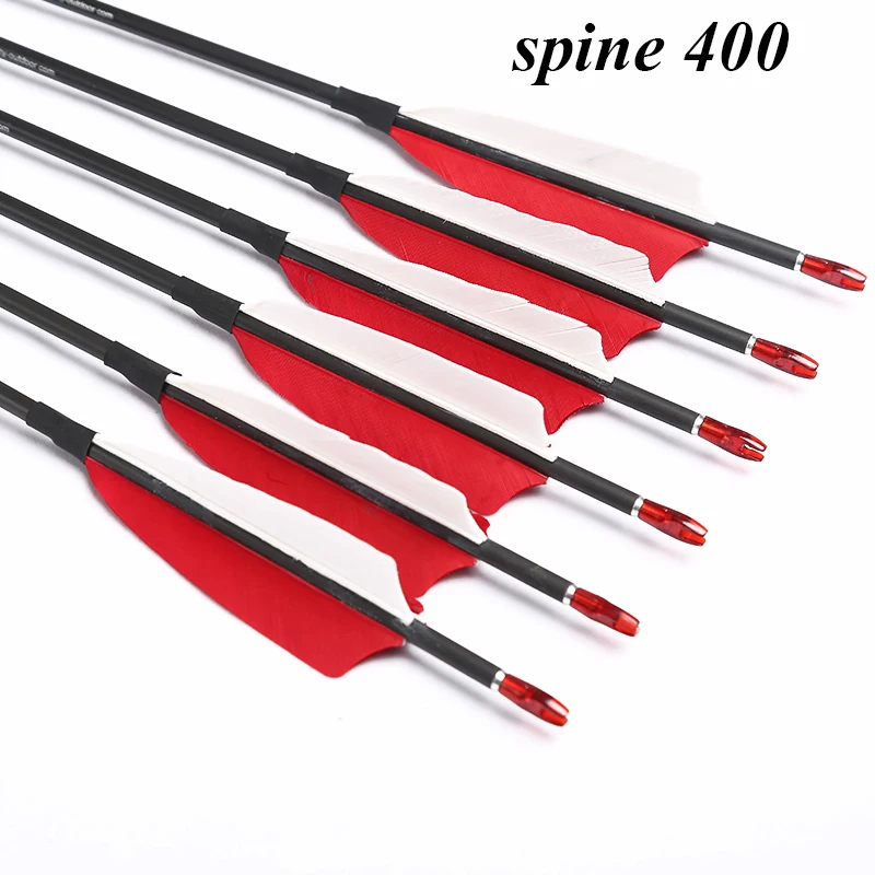 

Archery Carbon Arrows, Turkey Feather, Recurve Bow, Hunting Shooting, ID4.2mm Spine400-1800, 3in, 6PCs