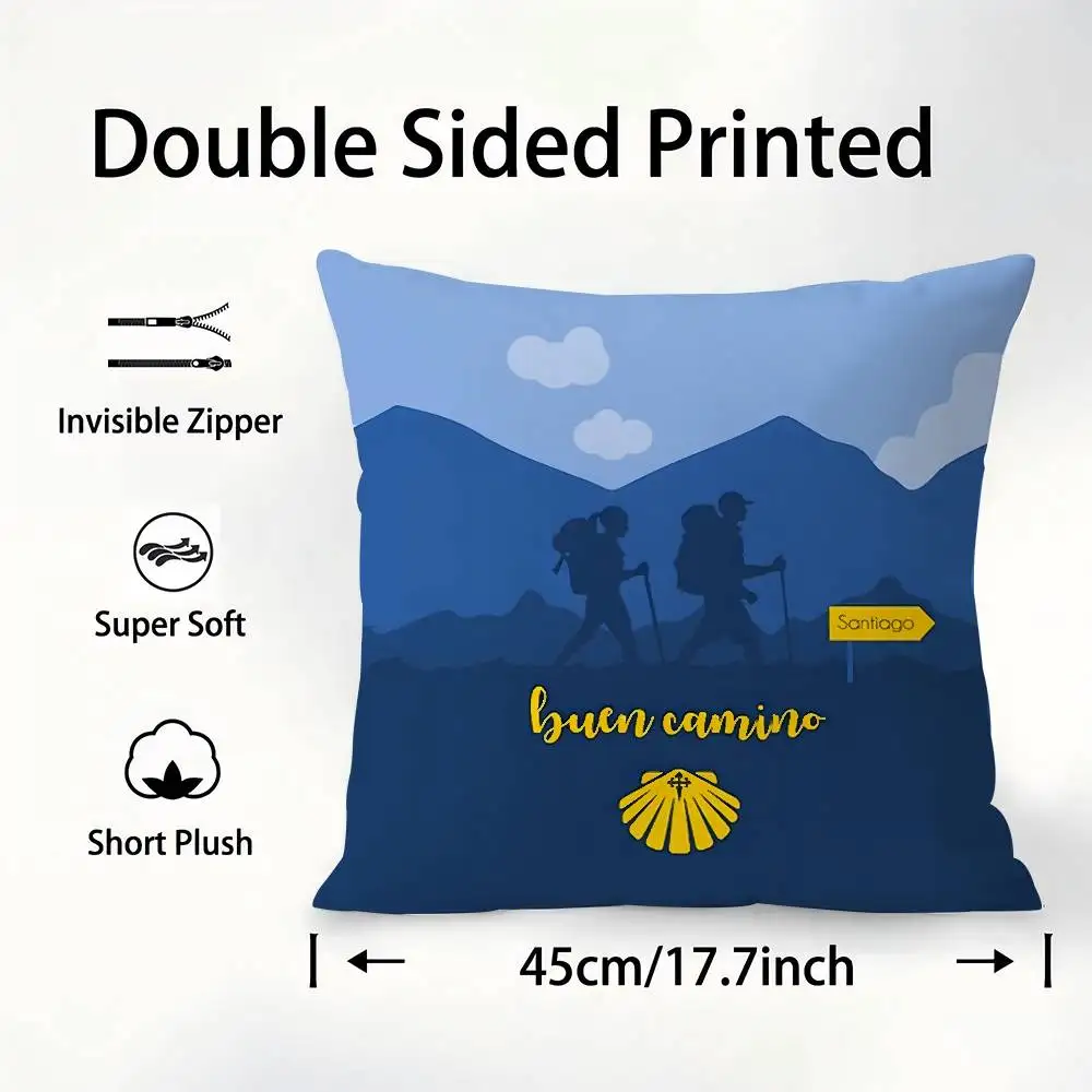 بوين كامينو سانتياغو دي كوبسلا كيس وسادة أريكة ديكور المنزل الطباعة على الوجهين قصيرة أفخم غطاء وسادة مقعد #2