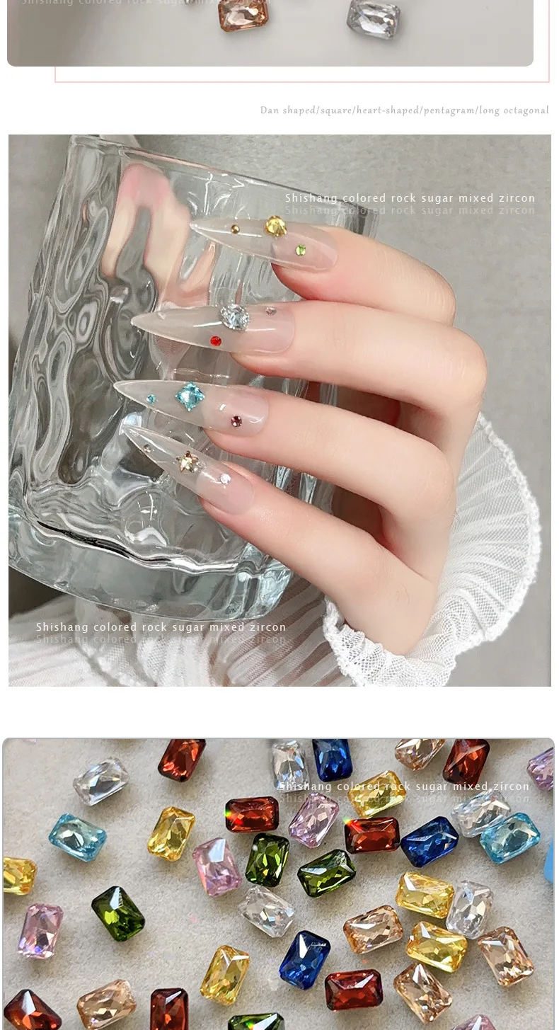 YYM 20 Stück Glänzende Diamant-Nagelkunst-Charms Bunte Flache Glas-Nagelsteine Gemischte Größen und Farben Funkelnde Nagel-Schmucksteine – Detail 4