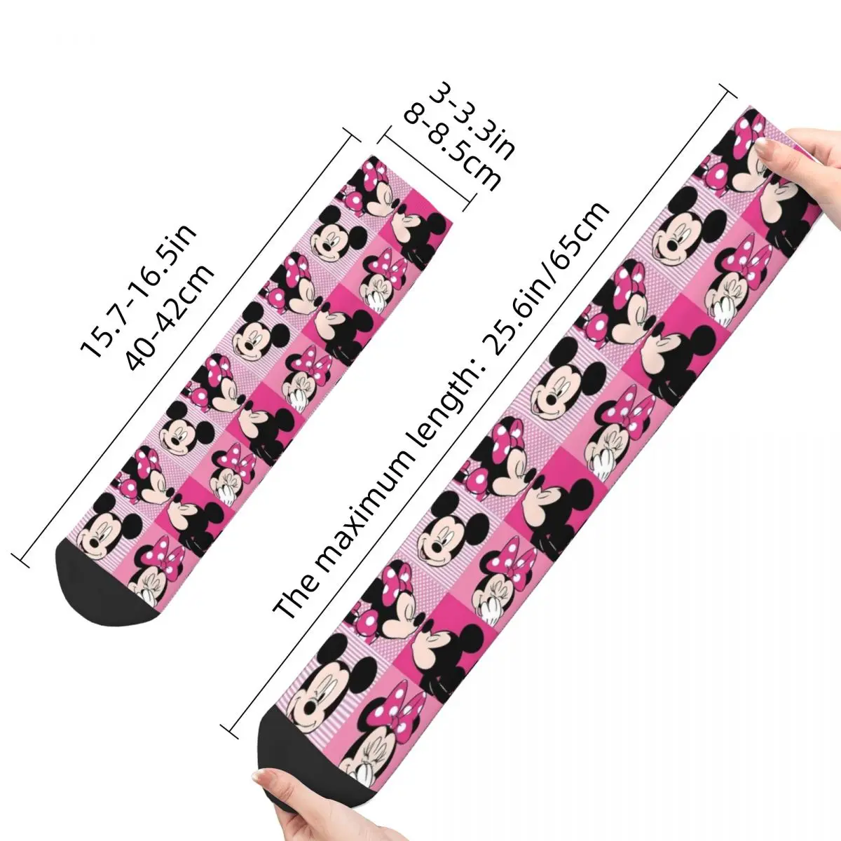 Casual Mickey Minnie Mouse Basketball Socks New Polyester Middle Tube Socks for Women Men Sweat Absorbing