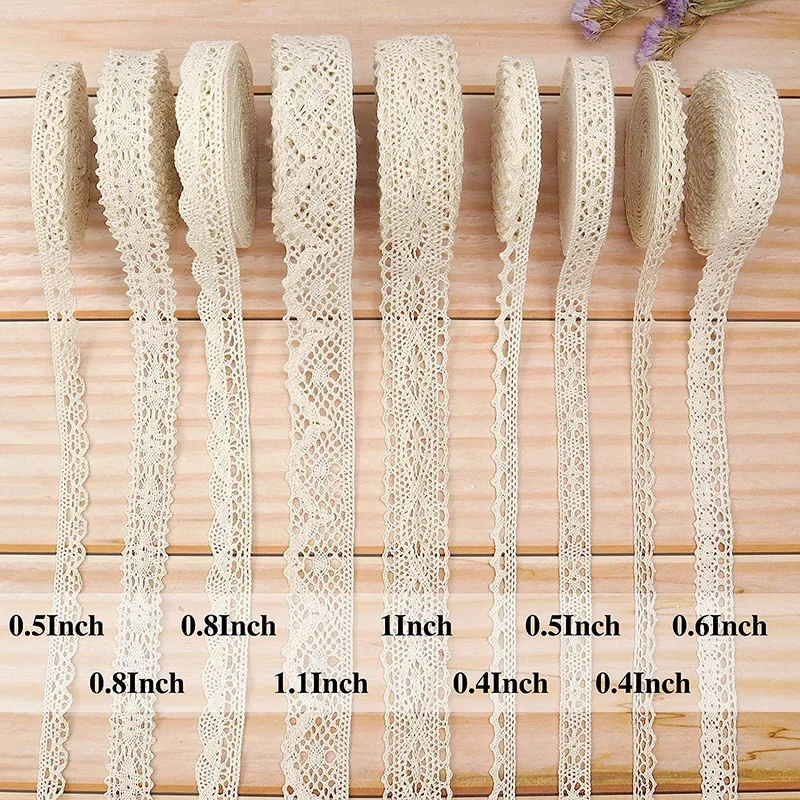 2/5Yards Cotton Lace Trim Vintage Lace Ribbon Crochet Cotton Lace Scalloped Edge White Beige Lace For Sewing Craft Wedding Decor