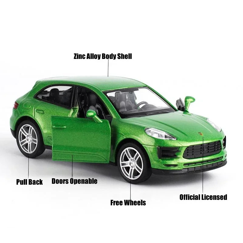 1/36 Porsche Macan SUV Toy Car Model For Children 5'' RMZ CiTY Diecast Sport Miniature Pull Back Collection Gift For Kid Boy