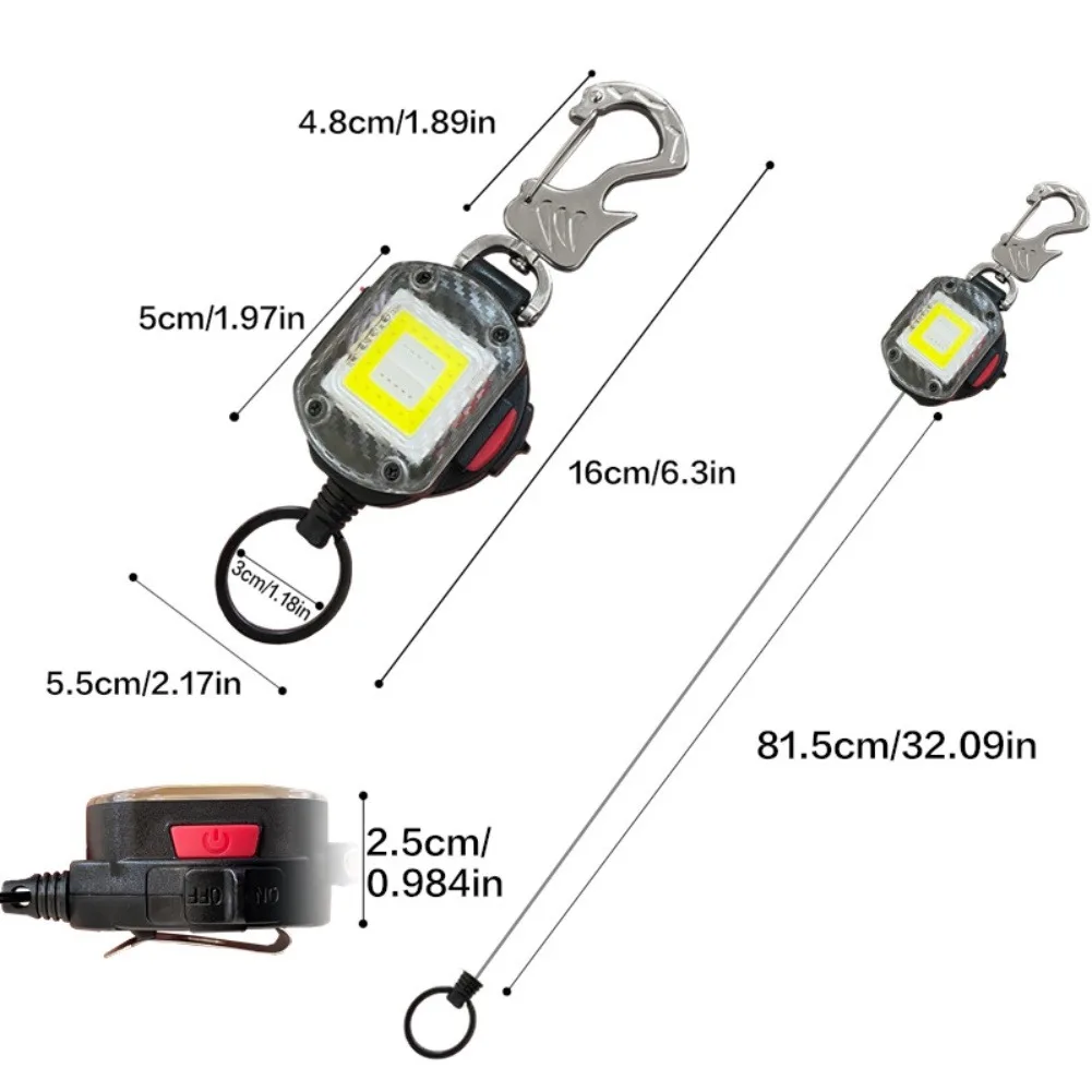 سلسلة مفاتيح قابلة للسحب مصباح ليد جيب 300 لومينز ضوء العمل التخييم مع حلقة رئيسية LED سلسلة المفاتيح الخفيفة العمل #6