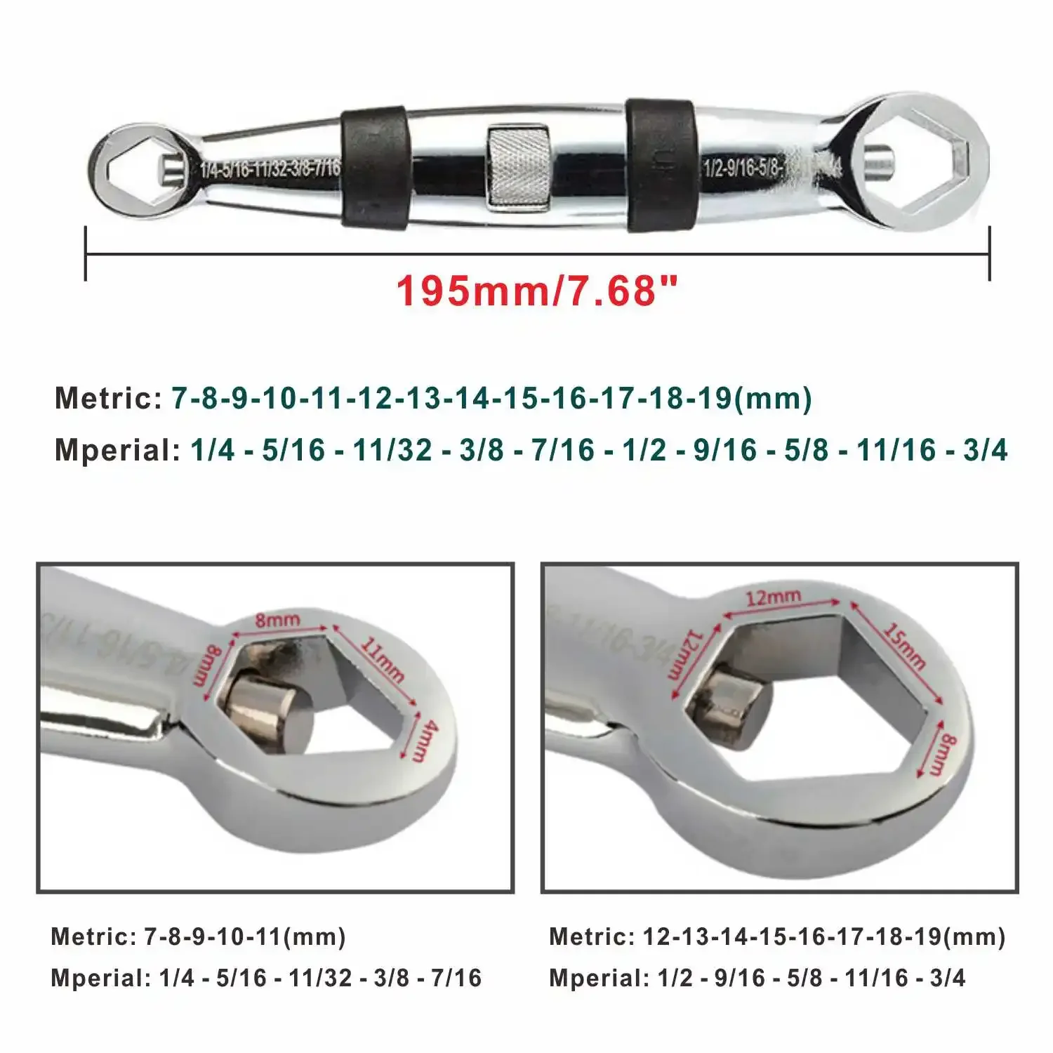 No More Tool Swapping – 23-in-1 CR-V Adjustable Wrench Set, 7-19mm Flexible Universal Key for Quick Car & Home Fixes