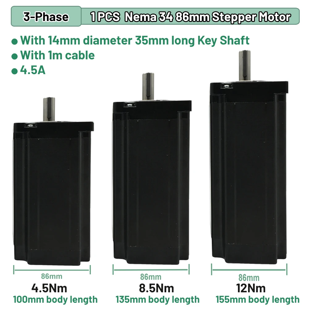 220VAC 3 Phase Stepper Motor Driver Kit Nema34 86 Nema42 110 Nema52 130 Motor 4.5/8.5/12/16/20/24/35/50Nm 14/19/24mm Shaft