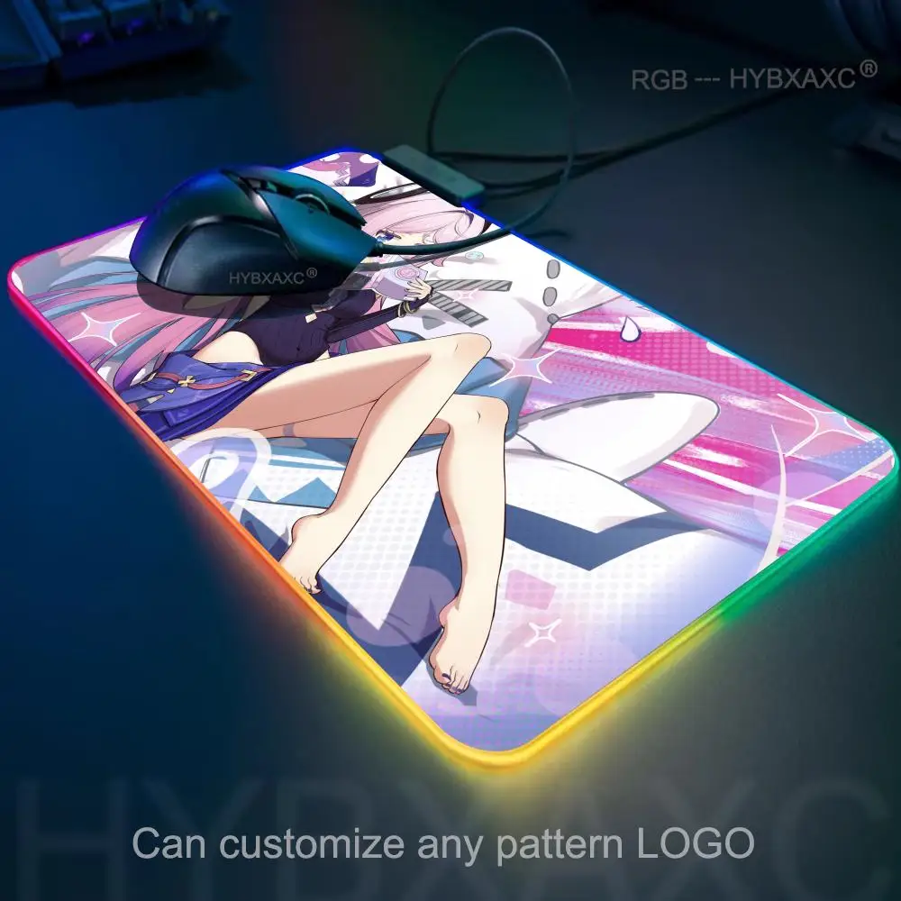 Gamer Genshin Citlali Mouse Pad Anime Gaming Mouse Pad LED Table Pads Backlit Rubber Desktop XXL Mousepad RGB Desk Mats