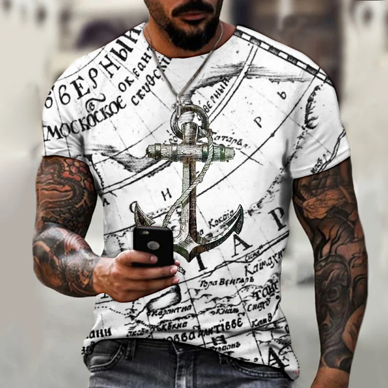 Summer Short Sleeved Casual Loose Tshirt New Oversize Men T-shirt Mosaic Print Fashion T Shirt Men Tops Tees  For Male Clothing