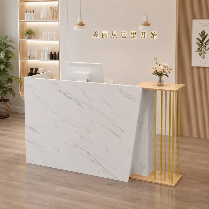 Marble Finish DIY Checkout Counter for Retail Shop Clothing Store Restaurant Front Desk Info Table
