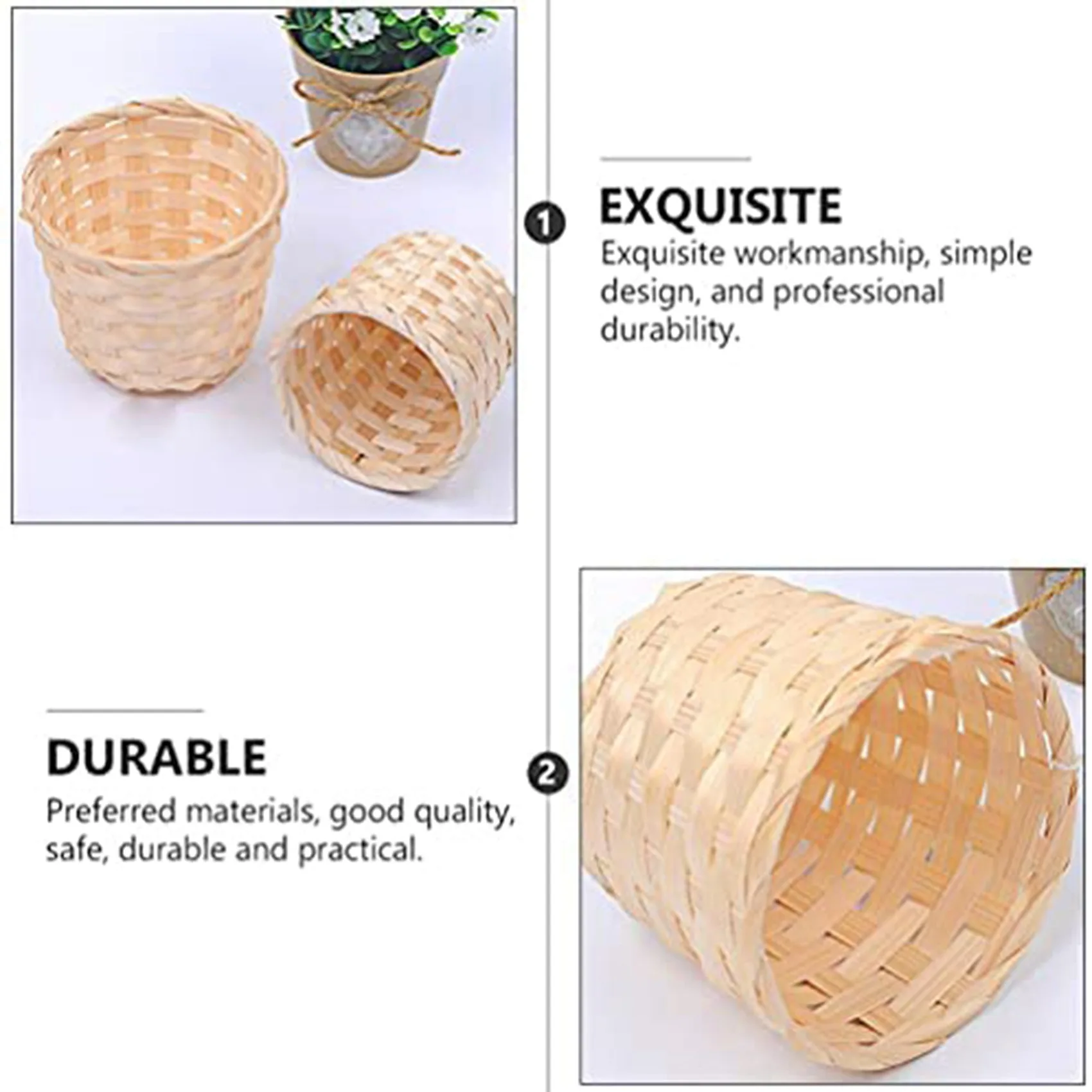 RIRI 5 قطع من السلال المنسوجة الصغيرة بدون مقابض للحفلات المفضلة لديكور الحرف اليدوية مناسبة للمناسبات المختلفة (7.5 × 6 سم)