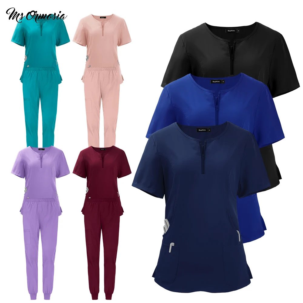 

Новый комплект униформы Zip Scrub: прочная медицинская одежда для работы в больнице, клинике, для врачей, хирургов, устойчивая к выцветанию, рабочая одежда для медсестер