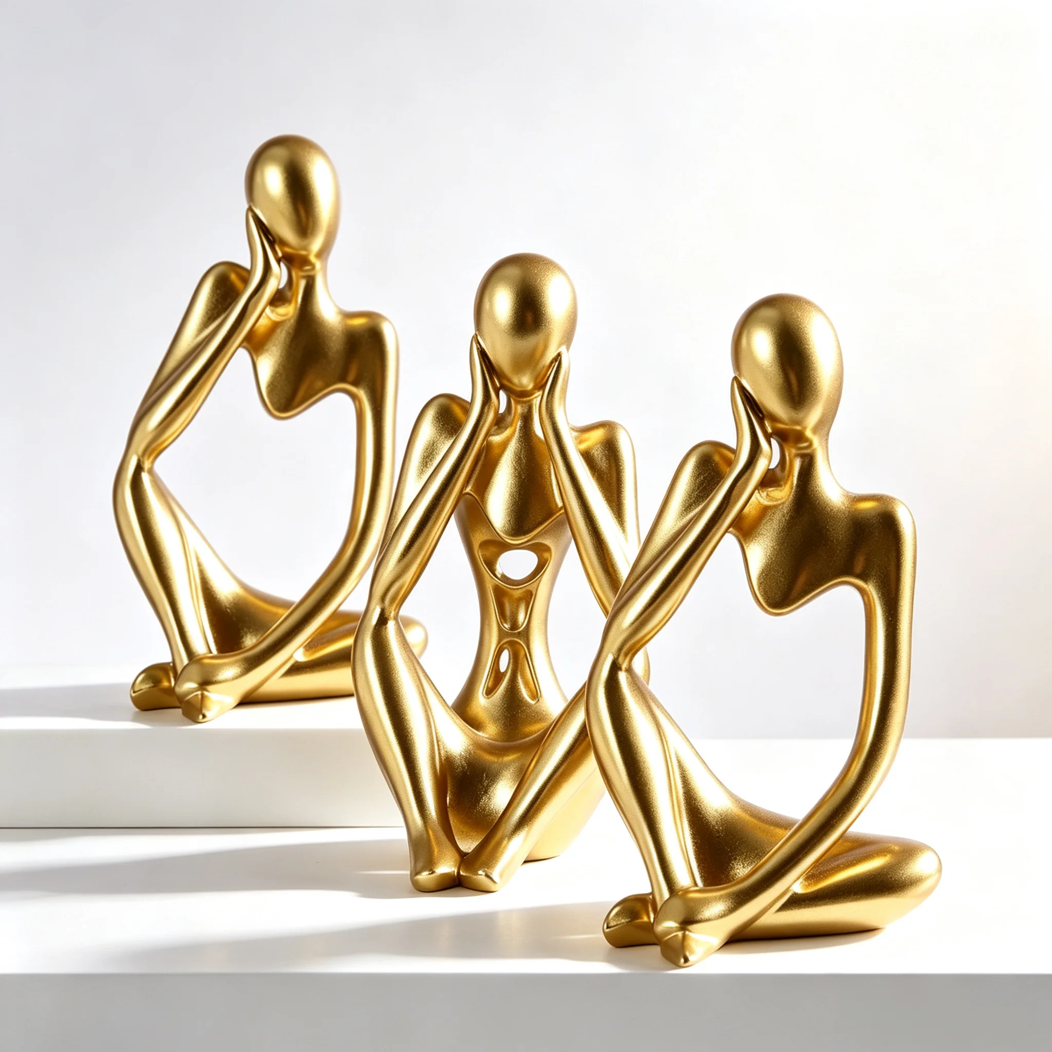 Mini Abstract Thinker Statue Resin Figurine Modern Hollow Character Sculpture Desktop Ornament Home Office Bookshelf Decor Art